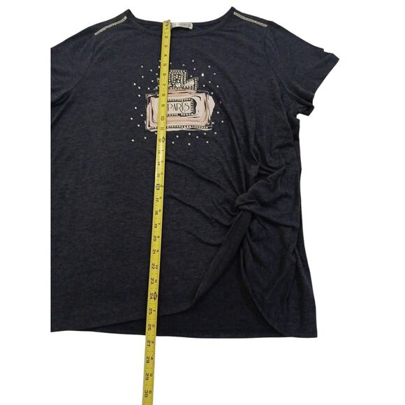 Retrology Glam T-SHIRT Curvy Plus Sz 1X  Navy Blue PARIS Perfume Graphic BLING - Picture 10 of 14